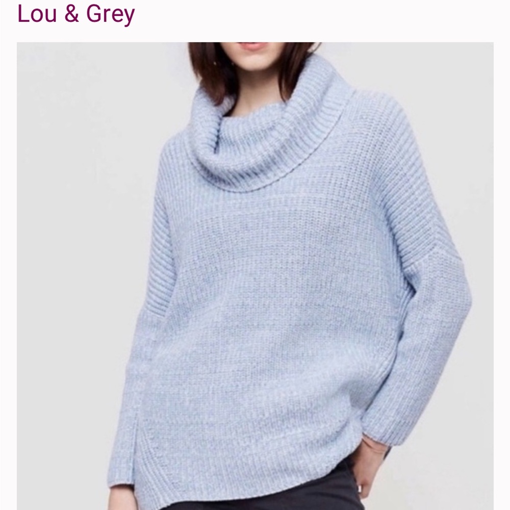 Lou & Grey Soft Blue Cowl Neck Sweater Size M